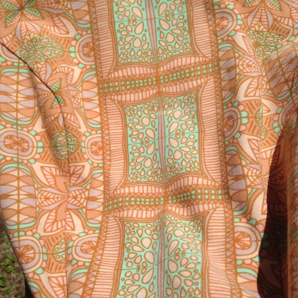 60s-style Sleeveless Mint & Orange Sheath Dress - Picture 7 of 8